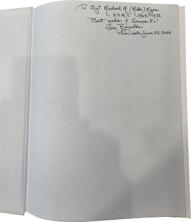 Author's inscription to Sgt. Mike Myers, USMC